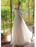 Off Shoulder Ivory Glitter Tulle Sexy Wedding Dress